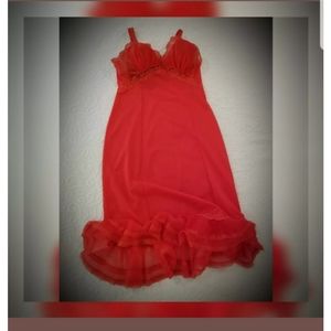 Heiress full slip dress red crystal pleats ruffled Sexy Glam Lingerie
